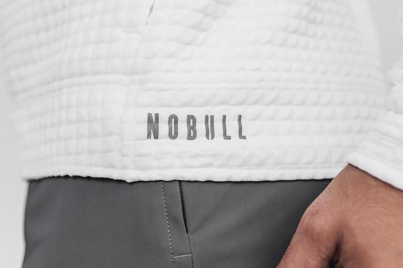 Men's Nobull Quilted Zip-Up Hoodie White | SG Y2513X